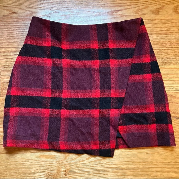Abercrombie & Fitch red plaid tartan skirt size 2 - Picture 1 of 4